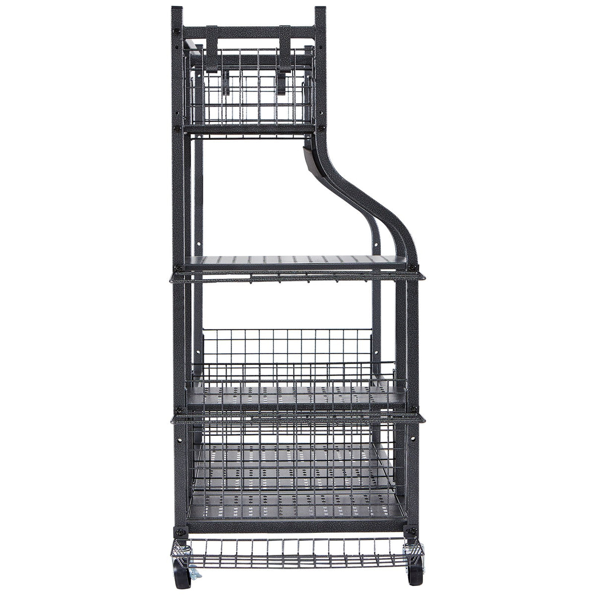 Golf Storage Rack | 2 Bag Stand Holder with Rolling Ball Cart & Hooks | Steel Black