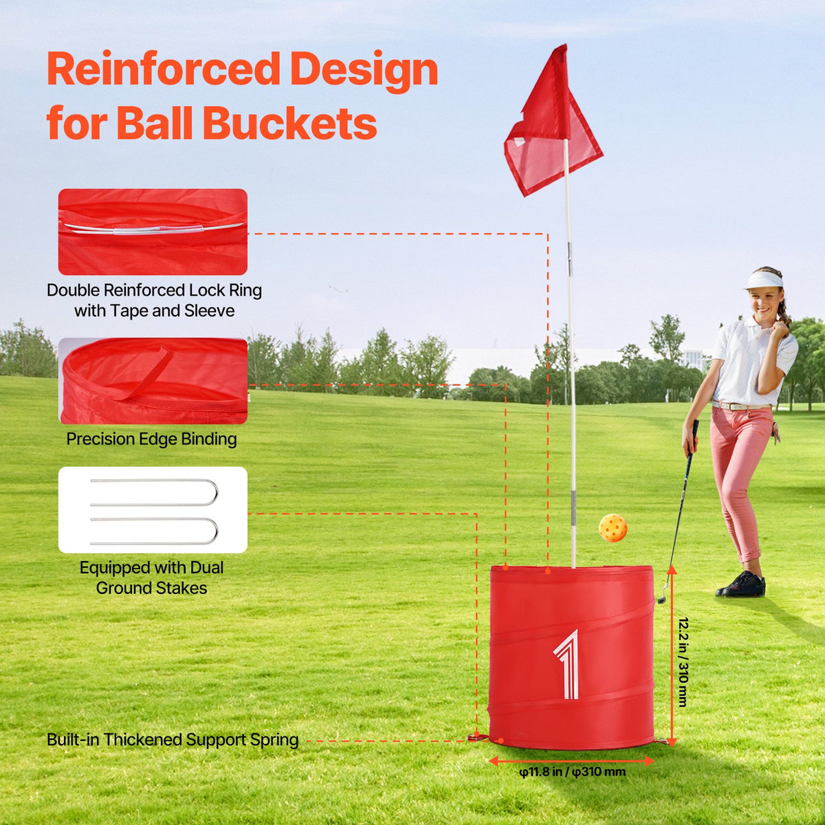 Backyard Golf Game | 3 Hole Portable Bucket Golf Chipping Game | For Kids & Adults | Indoor & Outdoor Play