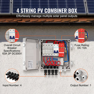 Solar PV Combiner Box 4 String 10A | IP65 ABS Case for Solar Panel Systems