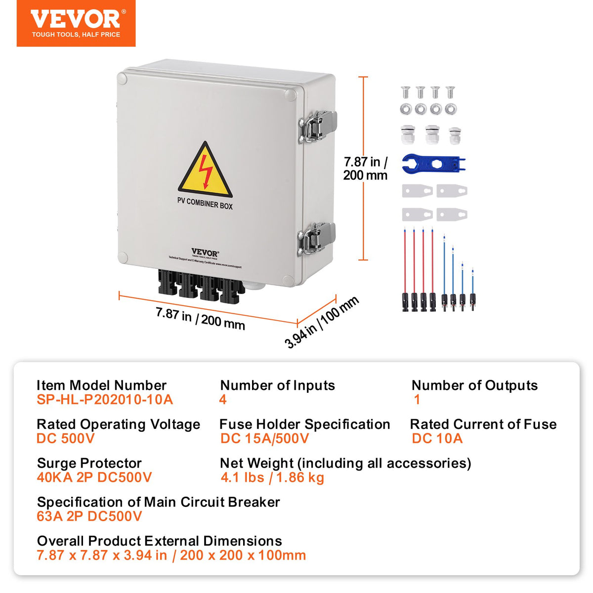 Solar PV Combiner Box 4 String 10A | IP65 ABS Case for Solar Panel Systems