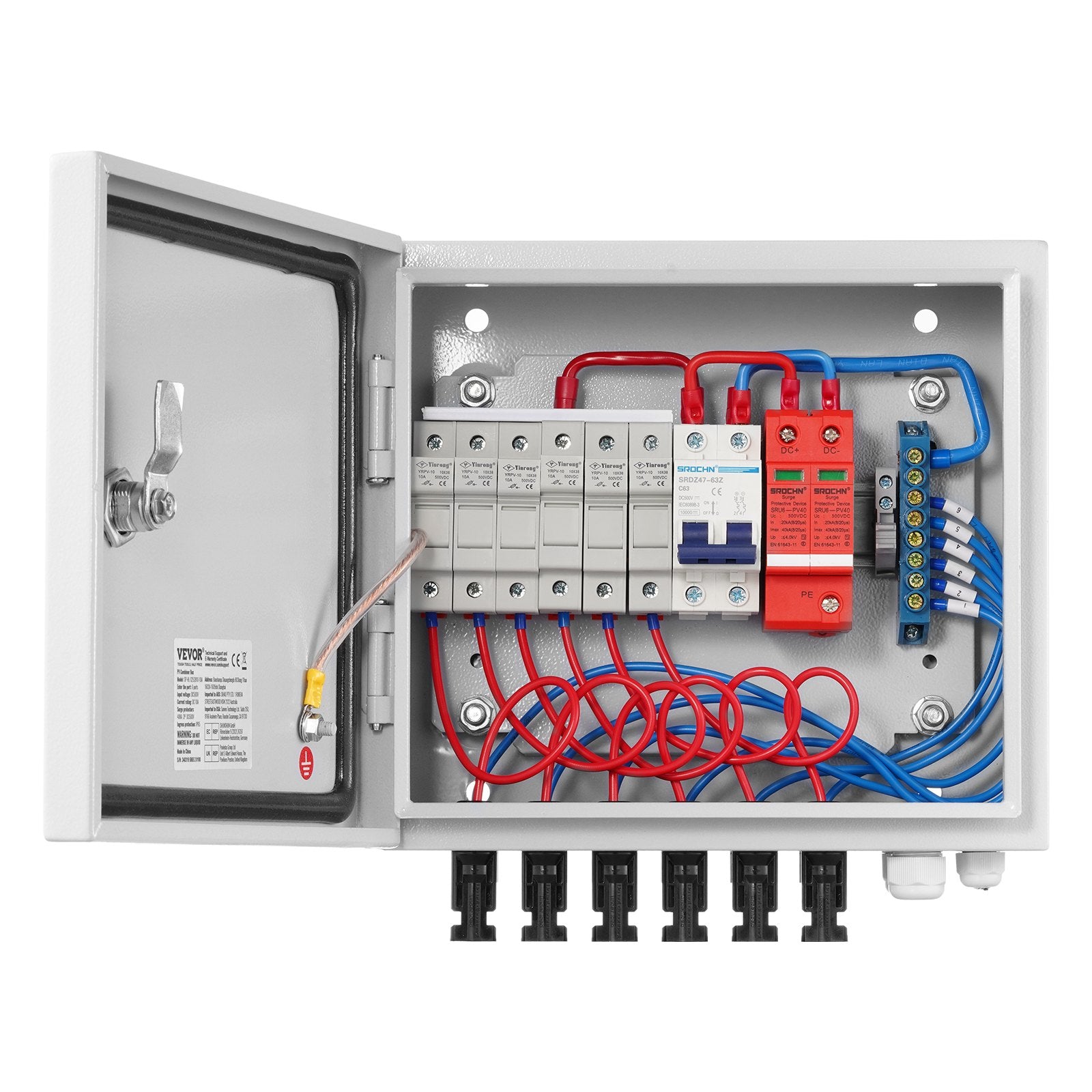 Solar PV Combiner Box | 6-String 10A Steel Case IP65 Rated