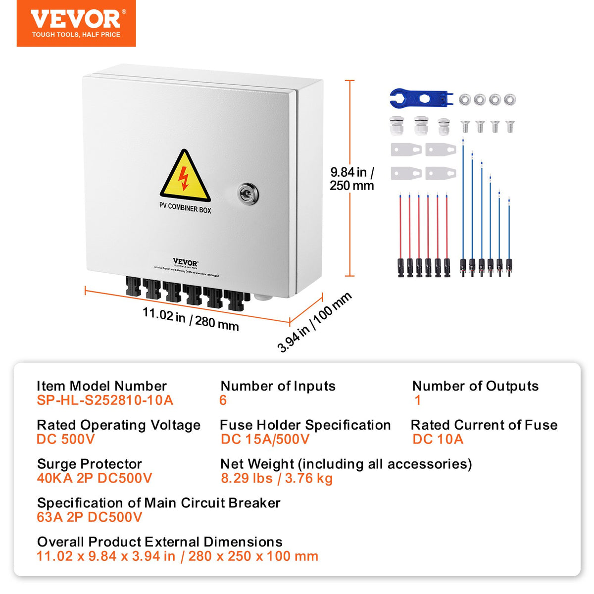 Solar PV Combiner Box | 6-String 10A Steel Case IP65 Rated