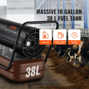 Torpedo Space Heater 100,000 BTU | Kerosene/Diesel Forced Air with Thermostat