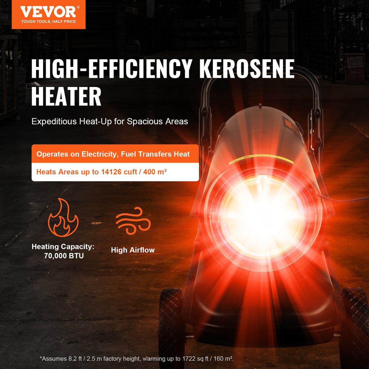 Forced Air Heater | 70,000BTU Portable Kerosene Indoor/Outdoor Heater