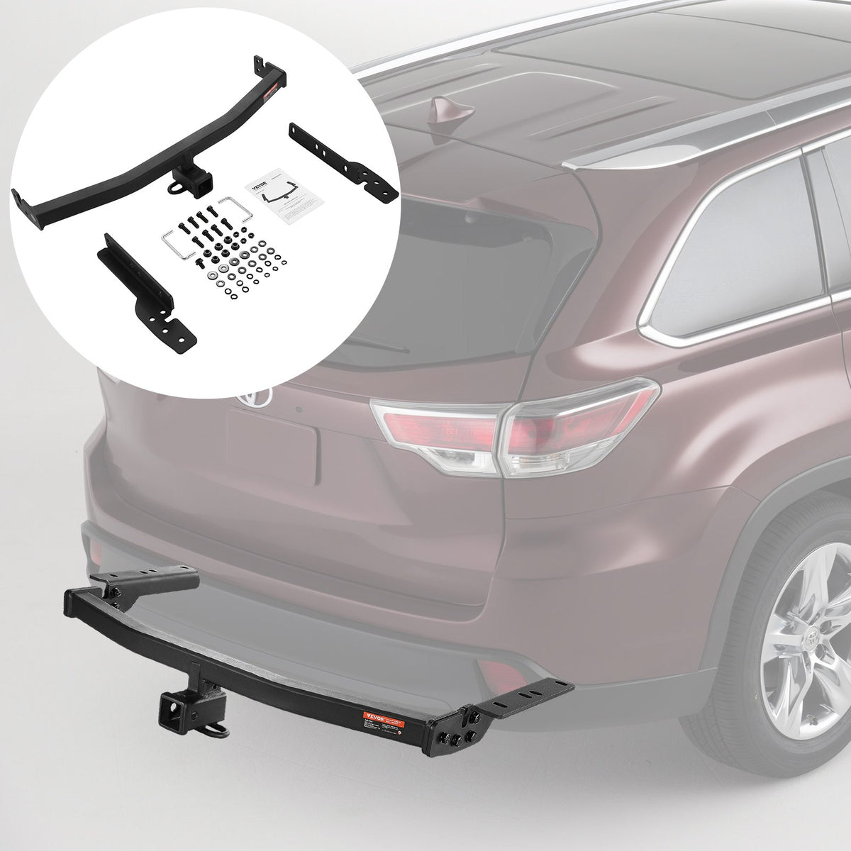 Class 3 Trailer Hitch 2" Receiver | Q455B Steel Tube Frame | Fits 2020-2023 Toyota Highlander | For Ball Mount, Cargo Carrier & Bike Rack | Black