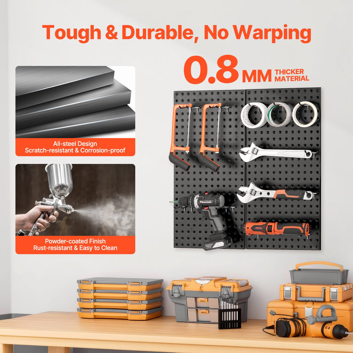 Metal Pegboard Panels | 609x305mm | 2 Wall Organizer Panels