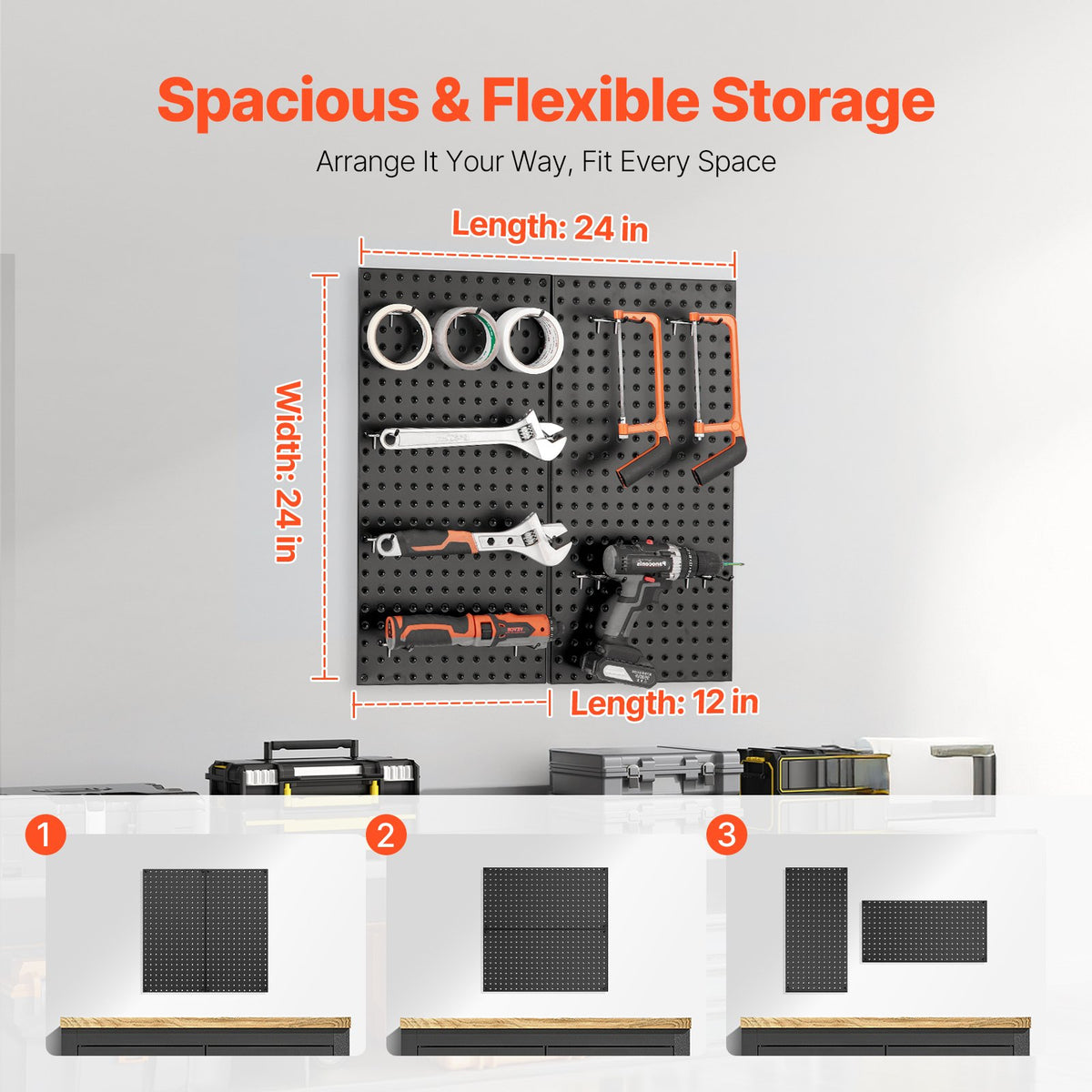 Metal Pegboard Panels | 609x305mm | 2 Wall Organizer Panels