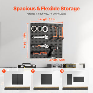 Metal Pegboard Panels | 609x305mm | 2 Wall Organizer Panels