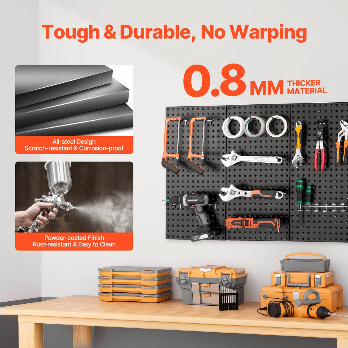 Metal Pegboard Panels | 609x305mm | 3 Wall Organizer Panels