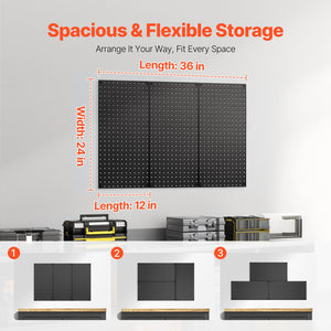 Metal Pegboard Panels | 609x305mm | 3 Wall Organizer Panels