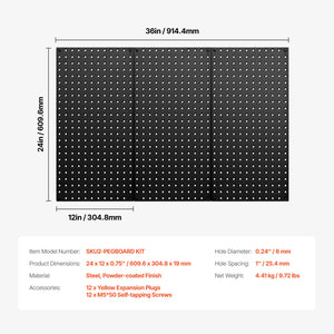 Metal Pegboard Panels | 609x305mm | 3 Wall Organizer Panels