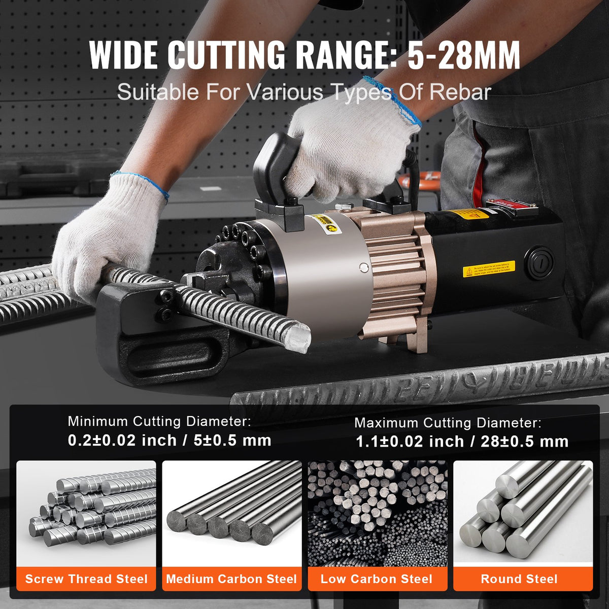 Electric Hydraulic Rebar Cutter | 2000W Cuts up to 28mm (1.1")