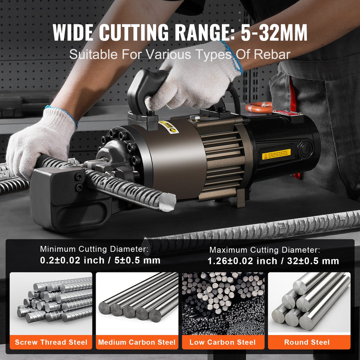Electric Hydraulic Rebar Cutter | 2300W Cuts up to 32mm (1.26")