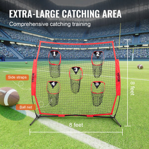 Football Trainer Net 8x8ft | 5 Target Pockets | Portable Throwing Practice Net