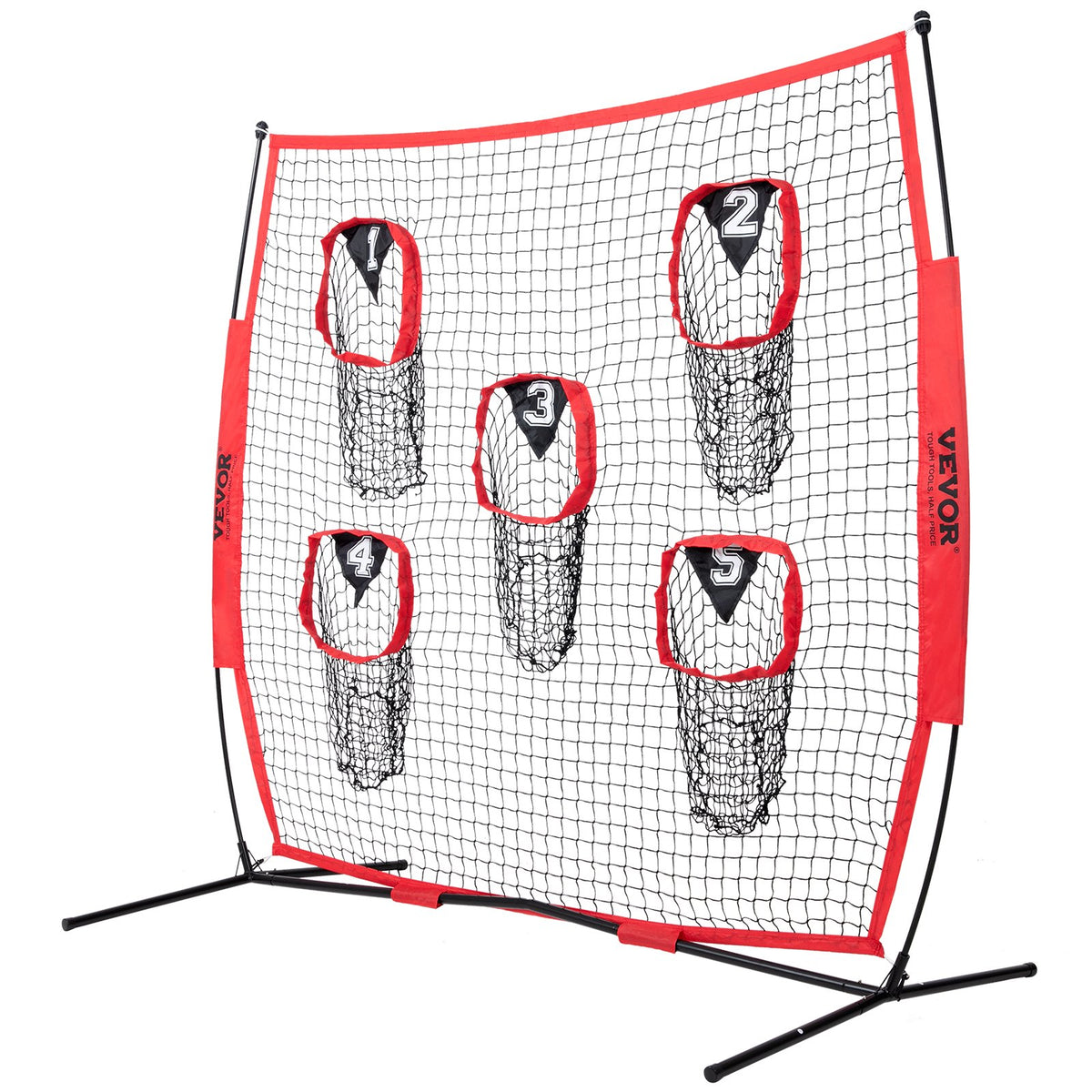 Football Trainer Net 8x8ft | 5 Target Pockets | Portable Throwing Practice Net