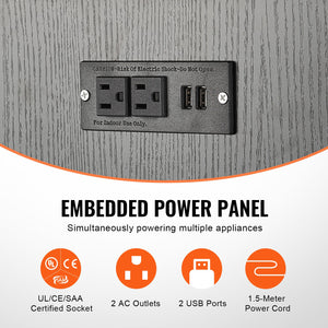 Aquarium Stand 20 Gallon | 25.6"x16.5"x31.9" Steel & MDF Tank Stand with Storage & Power Panel | Black