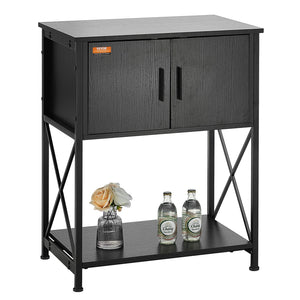 Aquarium Stand 20 Gallon | 25.6"x16.5"x31.9" Steel & MDF Tank Stand with Storage & Power Panel | Black