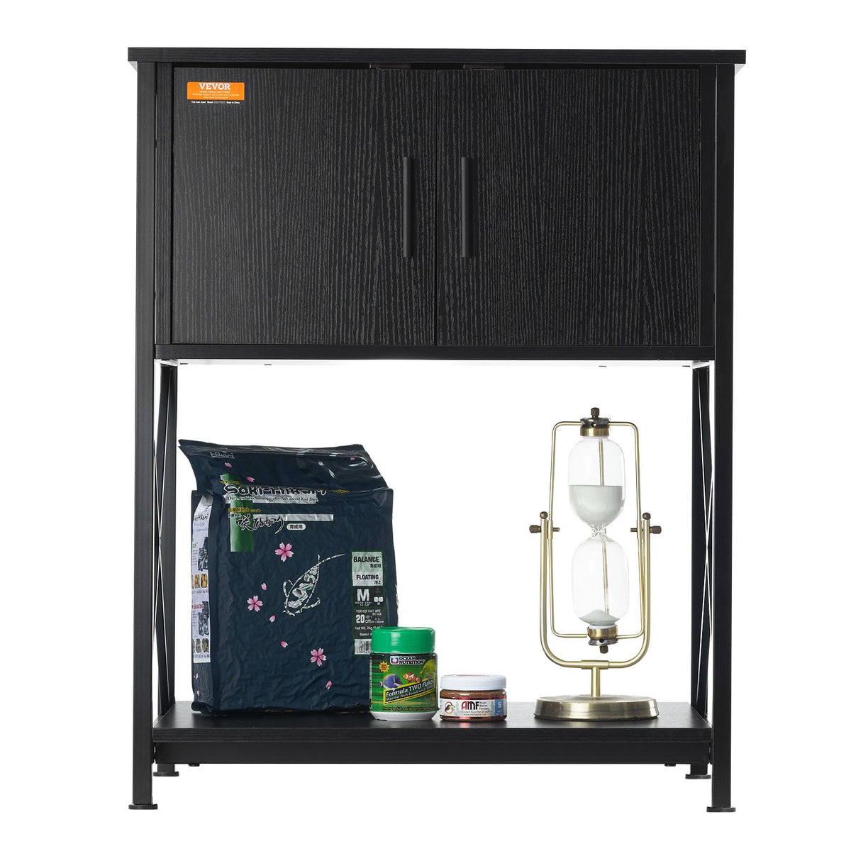 Aquarium Stand 20 Gallon | 25.6"x16.5"x31.9" Steel & MDF Tank Stand with Storage & Power Panel | Black