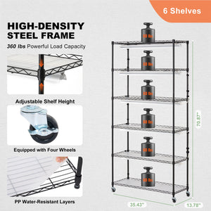 Indoor Plant Stand | 6-Tier Grow Shelf with Lights | 180W | 180cm