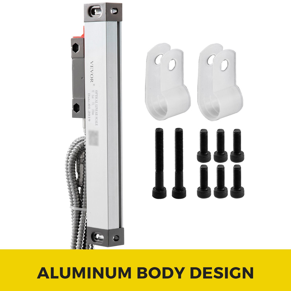 Lathe Linear Scale | 200mm 0.0002" Precision Optical Scale | Aluminum Body with Accessories