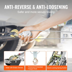 Power Puller Winch | 2-Ton 4409lb Heavy Duty Come-Along Hoist with 2 Hooks