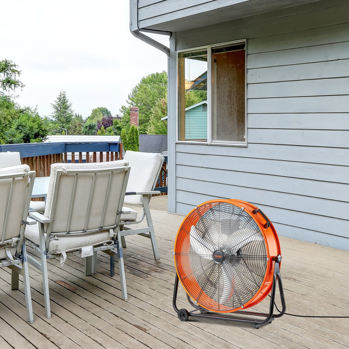 Drum Fan 24" | High Velocity Industrial Fan with Timer | 3-Speed