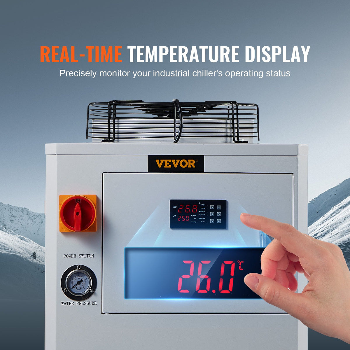 Industrial Water Chiller CW6000 | 1500W Compressor Cooling System | 15L Tank, 65 L/min Max Flow | For CO2 Laser Engraving Machine Cooling