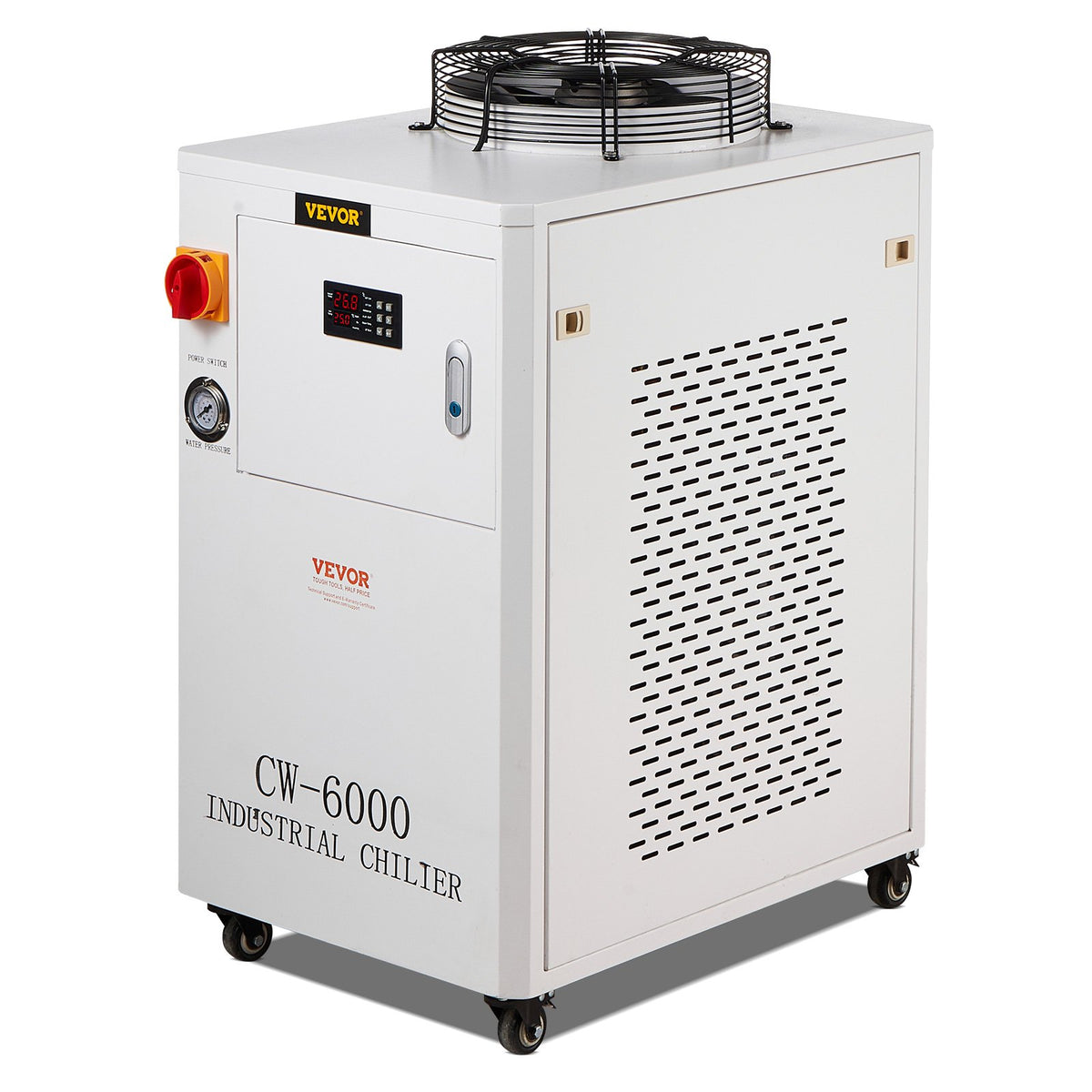 Industrial Water Chiller CW6000 | 1500W Compressor Cooling System | 15L Tank, 65 L/min Max Flow | For CO2 Laser Engraving Machine Cooling