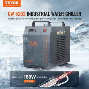 Industrial Water Chiller CW-5202 | Built-In Compressor | 7L Tank Capacity | 18 L/min Flow Rate | Cooling System for CO2 Laser Engraving Machines