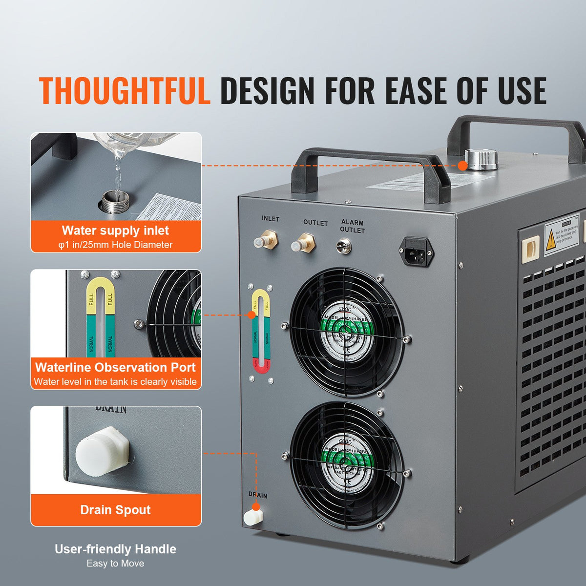 Industrial Water Chiller CW-5200 | Built-In Compressor | 7L Tank Capacity | 13 L/min Flow Rate | Cooling System for CO2 Laser Engraving Machines