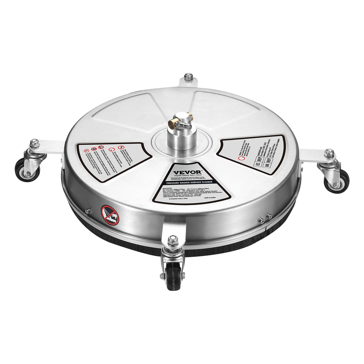 Surface Cleaner 18" with Wheels | Stainless Steel 4000 PSI | Includes 2 Extension Wands