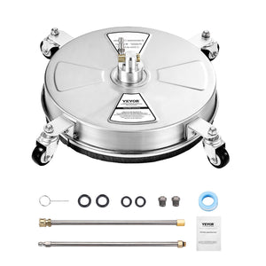 Pressure Washer Surface Cleaner 15" | 4 Wheels | 4000 PSI Max | Includes 2 Extended Wands