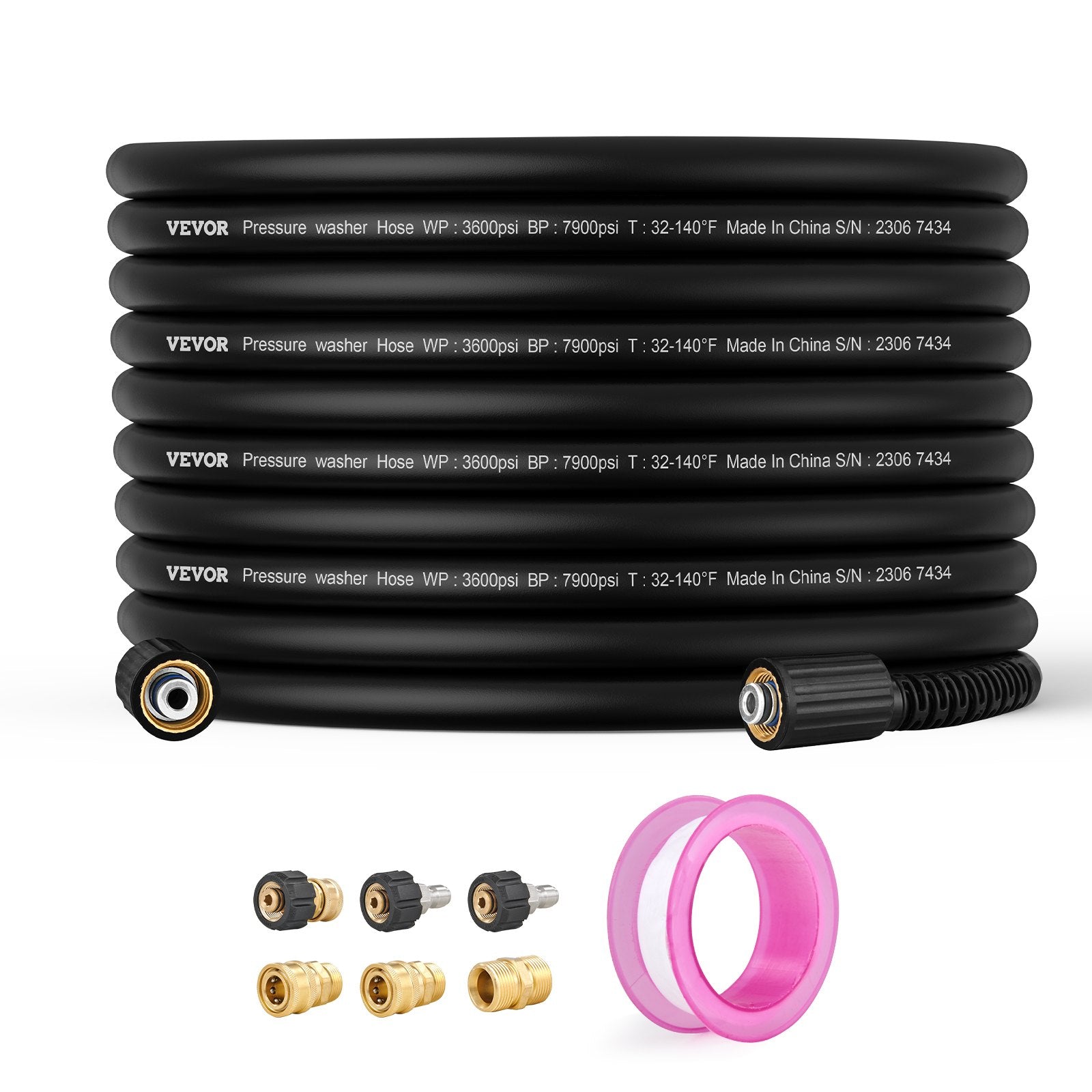 Pressure Washer Hose 100ft | 1/4" M22-14mm Thread | 4200 PSI Kink-Free