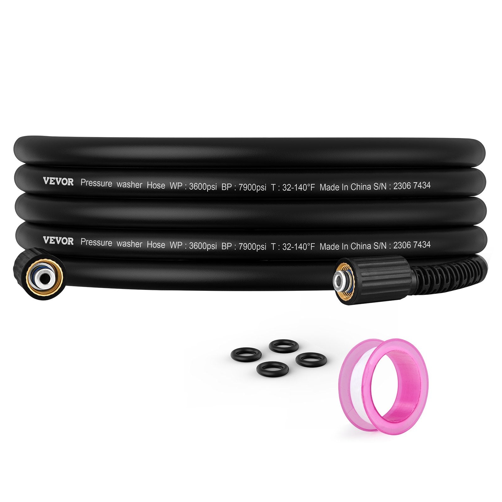 Pressure Washer Hose 25ft | 1/4" M22-14mm Thread | 3600 PSI Kink-Free Extension