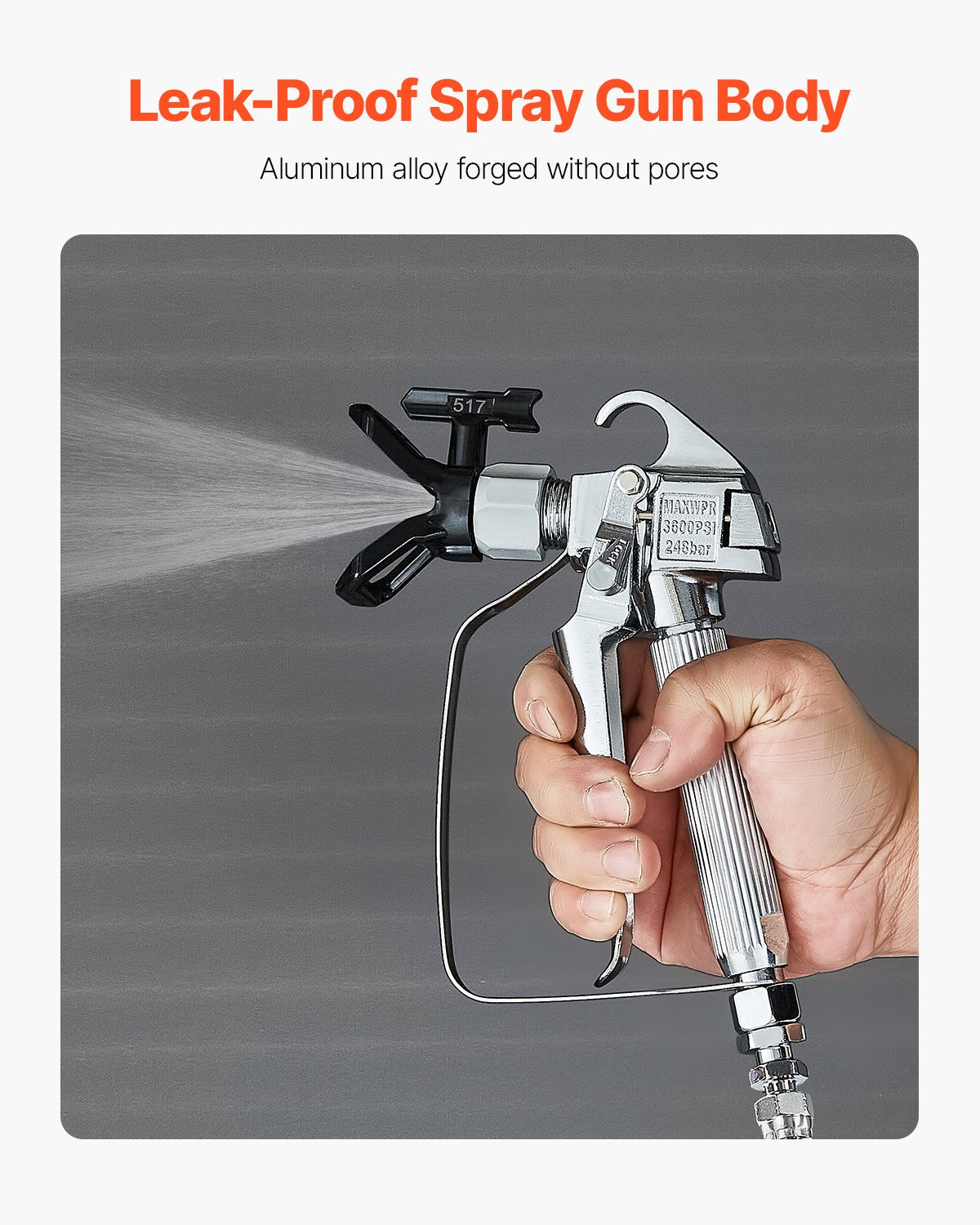 Airless Paint Spray Gun | 3600PSI High Pressure Gun with 517 Tip