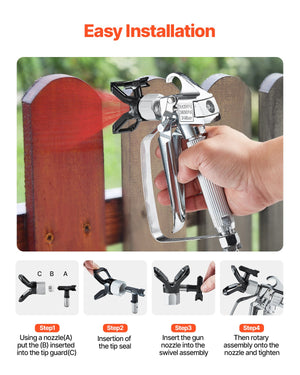 Airless Paint Spray Gun | 3600PSI High Pressure Gun with 517 Tip
