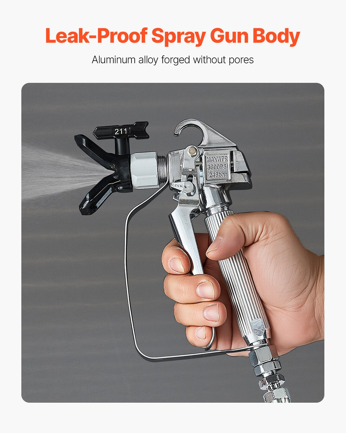 Airless Paint Spray Gun | 3600PSI High Pressure Sprayer with 5 Tips