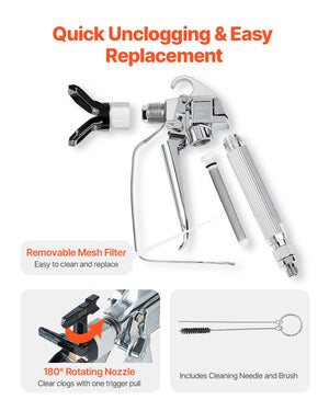 Airless Paint Spray Gun | 3600PSI High Pressure Sprayer with 5 Tips