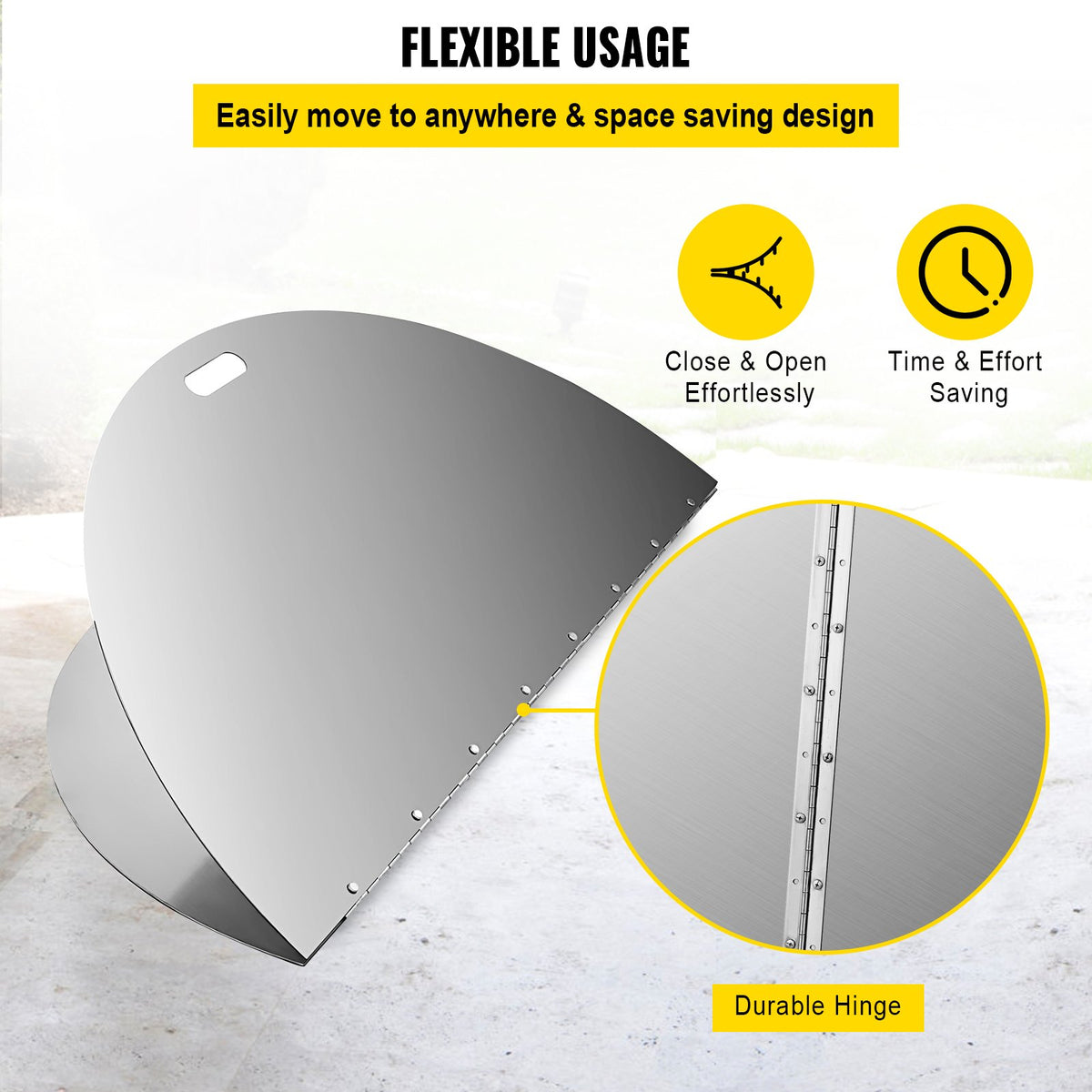 Fire Pit Lid | 40" Round Foldable 430 Stainless Steel Snuff Cover | 3mm Thick Spark Screen for Fire Pits