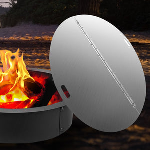 Fire Pit Lid | 40" Round Foldable 430 Stainless Steel Snuff Cover | 3mm Thick Spark Screen for Fire Pits