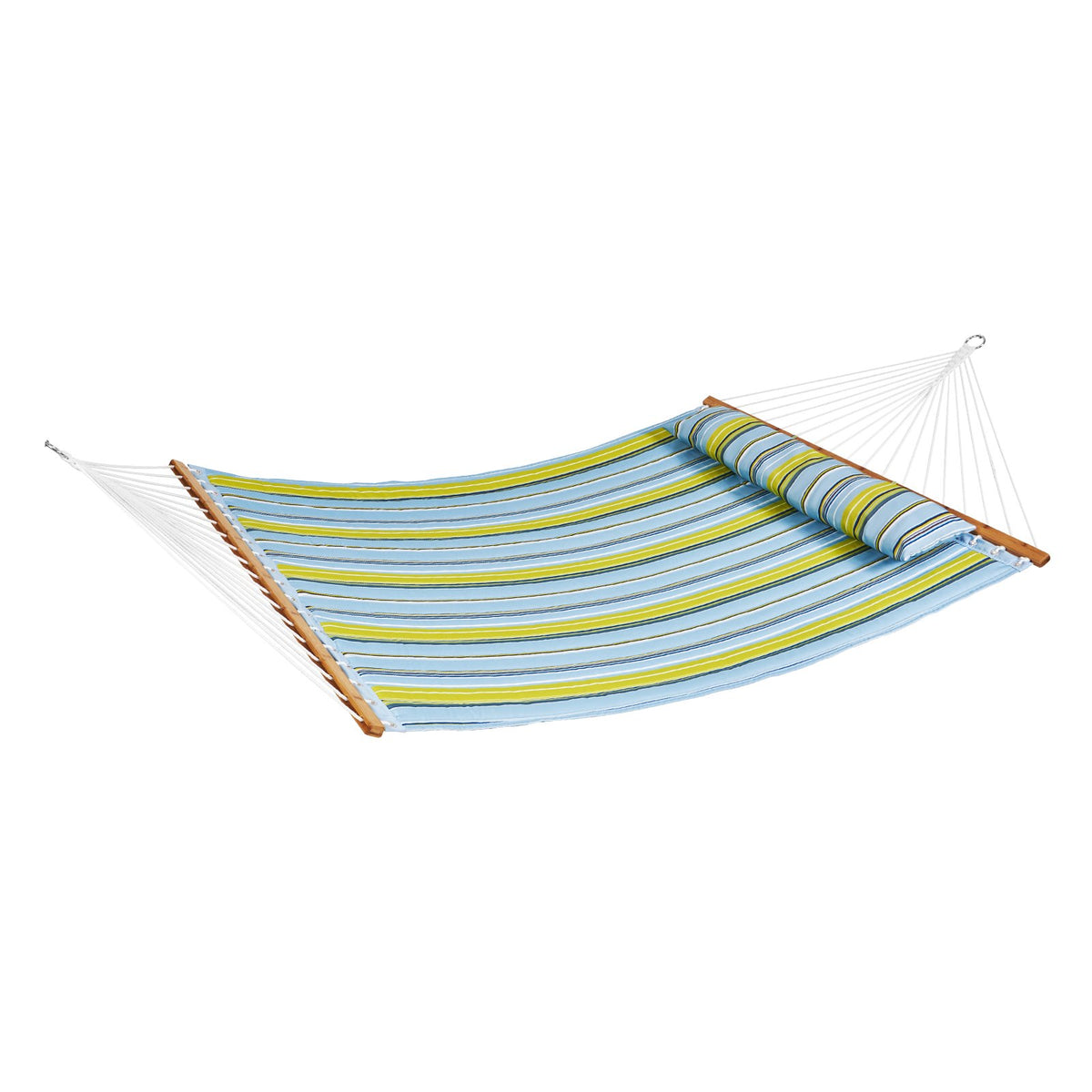 Double Quilted Fabric Hammock 12FT | 2 Person Hammock with Hardwood Spreader Bars, Detachable Pillow & Chains | 480lbs Capacity | Camping, Patio, Yard & Beach