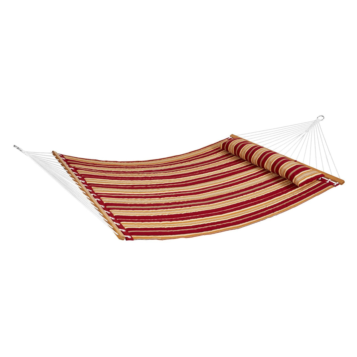 Double Quilted Fabric Hammock 12FT | 2 Person Hammock with Hardwood Spreader Bars, Detachable Pillow & Chains | 480lbs Capacity | Outdoor Patio, Beach & Camping