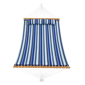 Double Quilted Fabric Hammock 12FT | 2 Person Hammock with Hardwood Spreader Bars, Detachable Pillow & Chains | 480lbs Capacity | Outdoor Patio, Beach & Camping