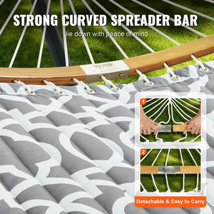 Double Hammock with Stand | Curved Spreader Bar, Pillow & Carry Bag | 480lb Capacity Outdoor Lounger