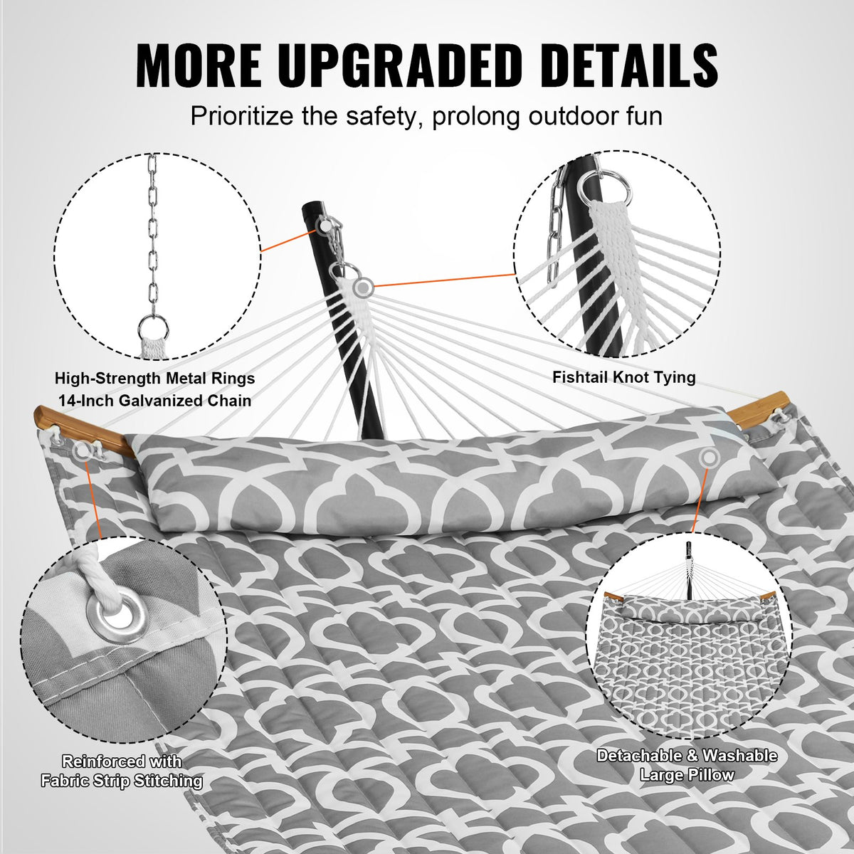 Double Hammock with Stand | Curved Spreader Bar, Pillow & Carry Bag | 480lb Capacity Outdoor Lounger