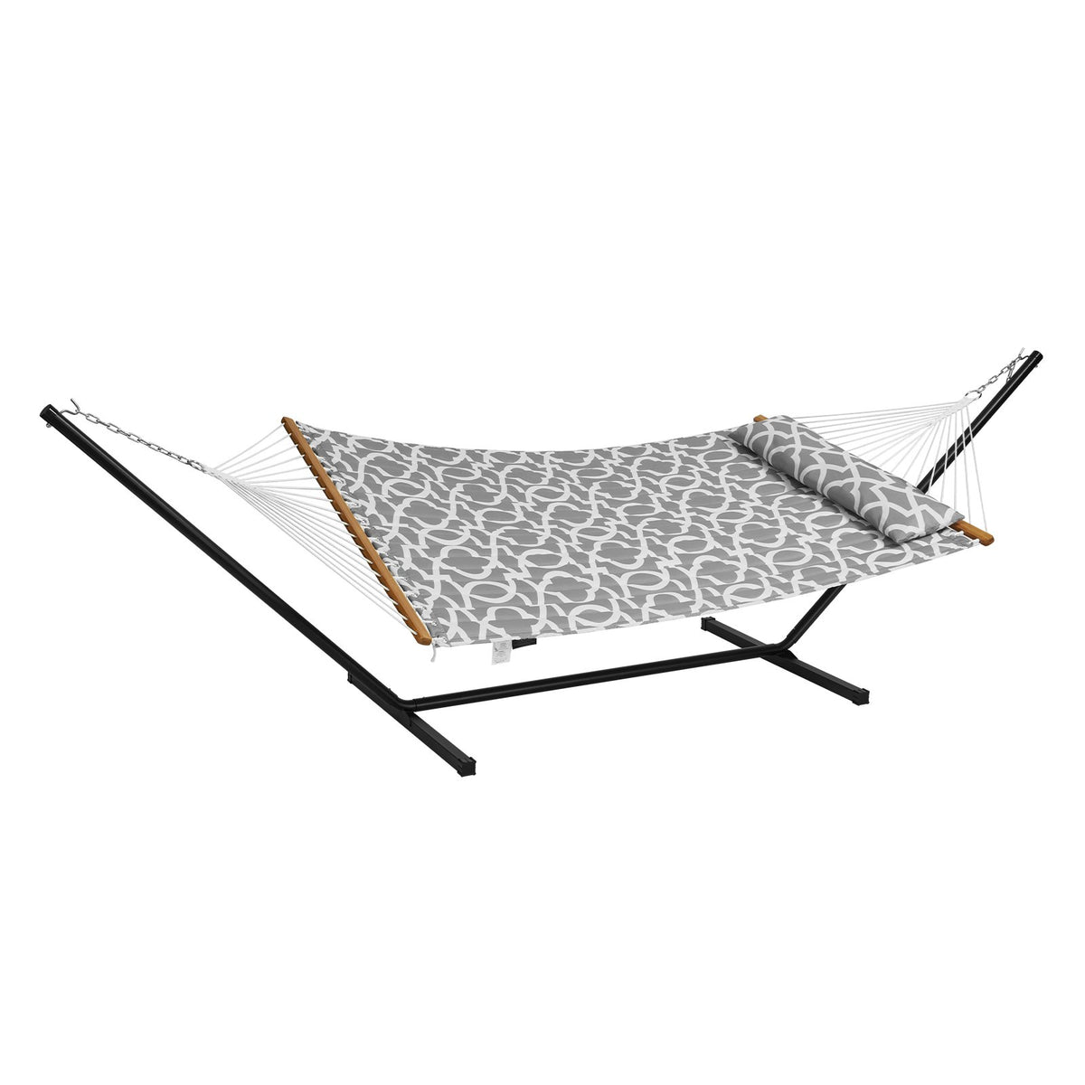 Two-Person Hammock with Stand | 480lb Capacity Double Hammock with Pillow & Carry Bag | 12ft Steel Frame Outdoor Lounge