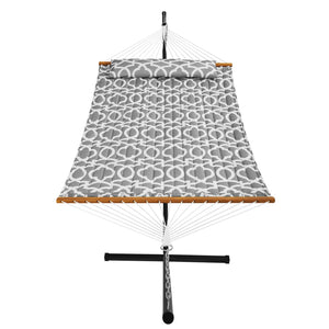 Two-Person Hammock with Stand | 480lb Capacity Double Hammock with Pillow & Carry Bag | 12ft Steel Frame Outdoor Lounge