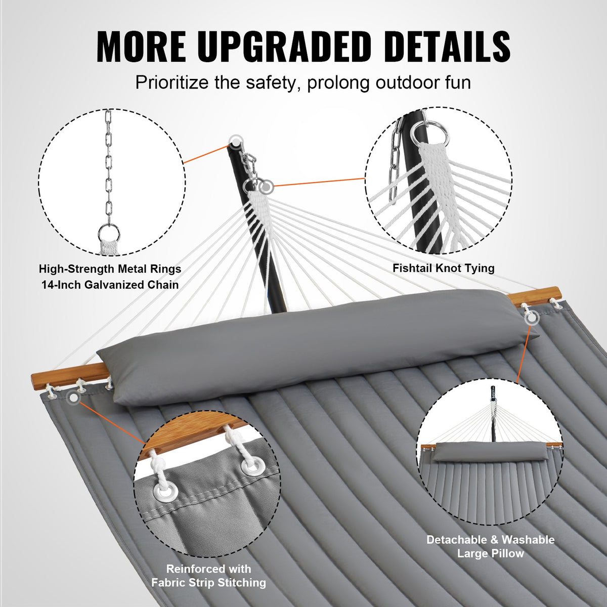 Double Quilted Fabric Hammock | 2-Person with Stand | 480lb Capacity