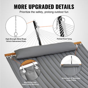 Double Quilted Fabric Hammock | 2-Person with Stand | 480lb Capacity