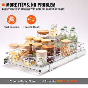 Pull-Out Cabinet Organizer | 11x21" Wire Drawer Basket for Under Sink